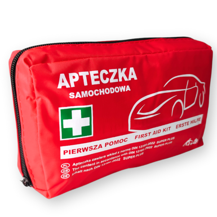 APTECZKA PIERWSZEJ POMOCY SAMOCHODOWA STRAŻAK SASZETKA AS NYLON Z DIN 13164 SUPER PLUS