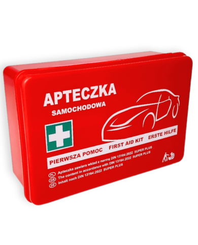 APTECZKA PIERWSZEJ POMOCY SAMOCHODOWA STRAŻAK AS Z WYPOSAŻENIEM DIN 13164 SUPER PLUS