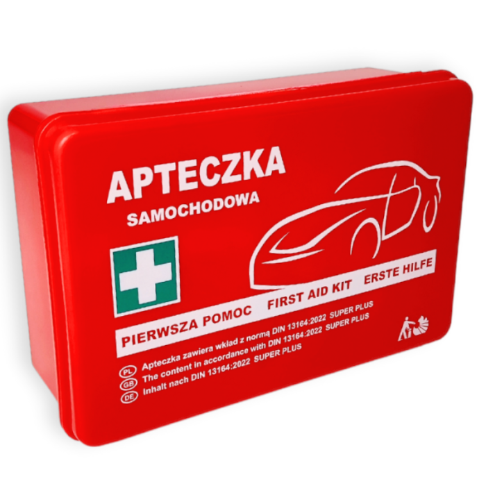 APTECZKA PIERWSZEJ POMOCY SAMOCHODOWA STRAŻAK AS Z WYPOSAŻENIEM DIN 13164 SUPER PLUS