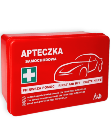 APTECZKA PIERWSZEJ POMOCY SAMOCHODOWA STRAŻAK AS Z WYPOSAŻENIEM DIN 13164 SUPER PLUS
