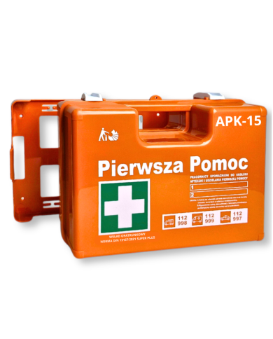 APTECZKA PIERWSZEJ POMOCY STRAŻAK APK-15, PRZEMYSŁOWA, WYPOSAŻENIE DIN 13157 SUPER PLUS