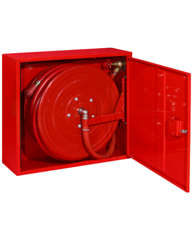 HYDRANT WEWNĘTRZNY DN25 BOXMET, WĄŻ PÓŁSZTYWNY, PRĄDOWNICA MOSIĘŻNA, 30 METRÓW, CZERWONY