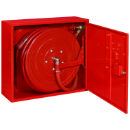 HYDRANT WEWNĘTRZNY DN25 BOXMET, WĄŻ PÓŁSZTYWNY, PRĄDOWNICA MOSIĘŻNA, 30 METRÓW, CZERWONY