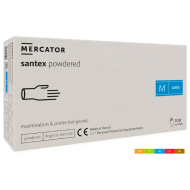 RĘKAWICZKI LATEKSOWE MERCATOR SANTEX POWDERED, PUDROWANE, BIAŁE, 100 SZT.