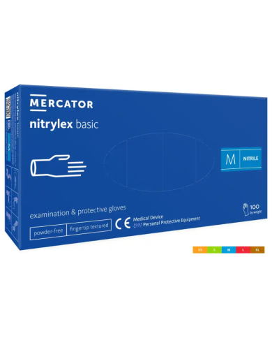 RĘKAWICZKI NITRYLOWE MERCATOR NITRYLEX BASIC, TEKSTUROWANE, GRANATOWE, 100 SZT.
