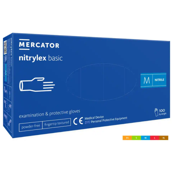 RĘKAWICZKI NITRYLOWE MERCATOR NITRYLEX BASIC, TEKSTUROWANE, GRANATOWE, 100 SZT.