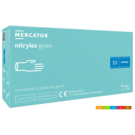 RĘKAWICZKI NITRYLOWE MERCATOR NITRYLEX GREEN, BEZPUDROWE, TEKSTUROWANE, MIĘTOWE, 100 SZT.