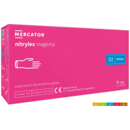 RĘKAWICZKI NITRYLOWE MERCATOR NITRYLEX MAGENTA, BEZPUDROWE, RÓŻOWE, 100 SZT.