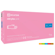 RĘKAWICZKI NITRYLOWE MERCATOR NITRYLEX PINK, TEKSTUROWANE, JASNO RÓŻOWE, 100 SZT.