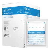 RĘKAWICZKI NITRYLOWE STERYLNE MERCATOR NITRYLEX STERILE, JAŁOWE, NIEBIESKIE, 50 PAR