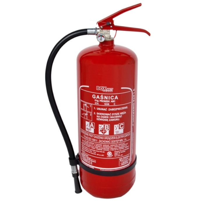 GAŚNICA PROSZKOWA BOXMET BX-GP-6XABC-N, MOSIĘŻNY ZAWÓR, 6 KG