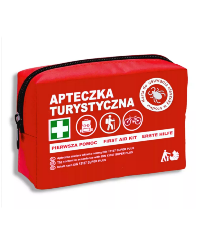 APTECZKA TURYSTYCZNA STRAŻAK TOURIST DIN 13167 PIERWSZA POMOC Z KARTĄ DO USUWANIA KLESZCZY