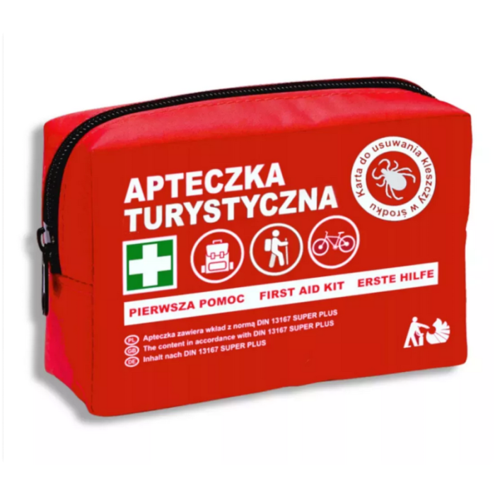 APTECZKA TURYSTYCZNA STRAŻAK TOURIST DIN 13167 PIERWSZA POMOC Z KARTĄ DO USUWANIA KLESZCZY